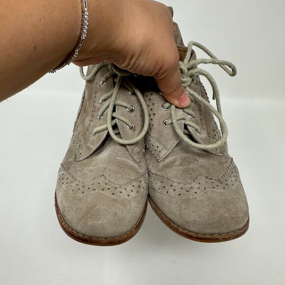Matika Tan/Brown Suede Hidden Wedge Lace Bootie Shoes Womens Size 6 - Picture 8 of 16